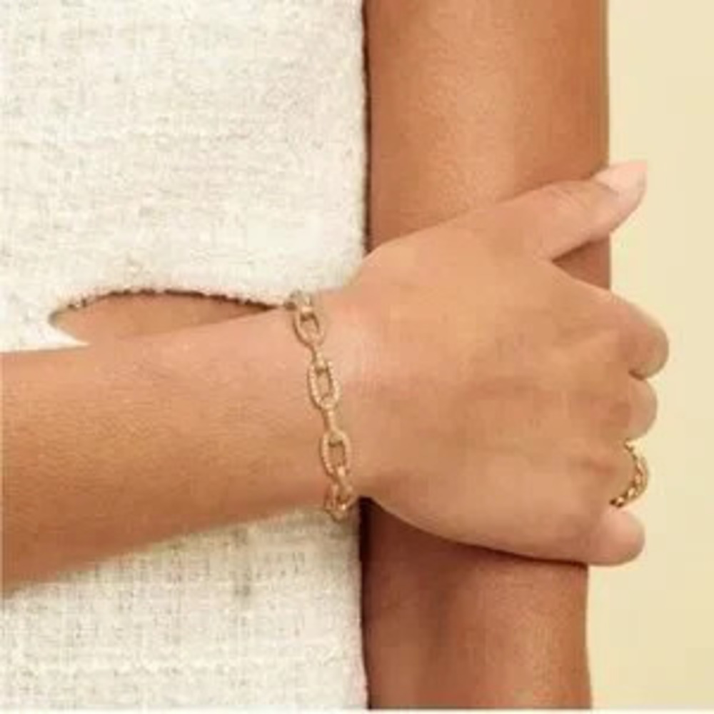 14K Gold Plated CZ Chain Cuff Bracelet